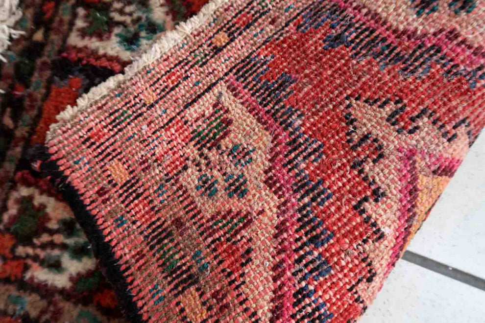 Handmade Vintage Persian Hamadan Mat 1.1'x1.7', 35cmx53cm, 1970s