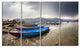Blue Boats in Pokhara Lake, Boat Canvas Art Print, 48"x28", 4 Panels