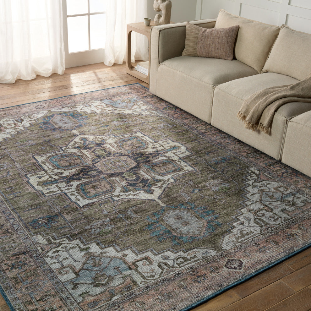 Vibe by Jaipur Living Chaplin Medallion Green/ Blue Area Rug 5'3"X8'