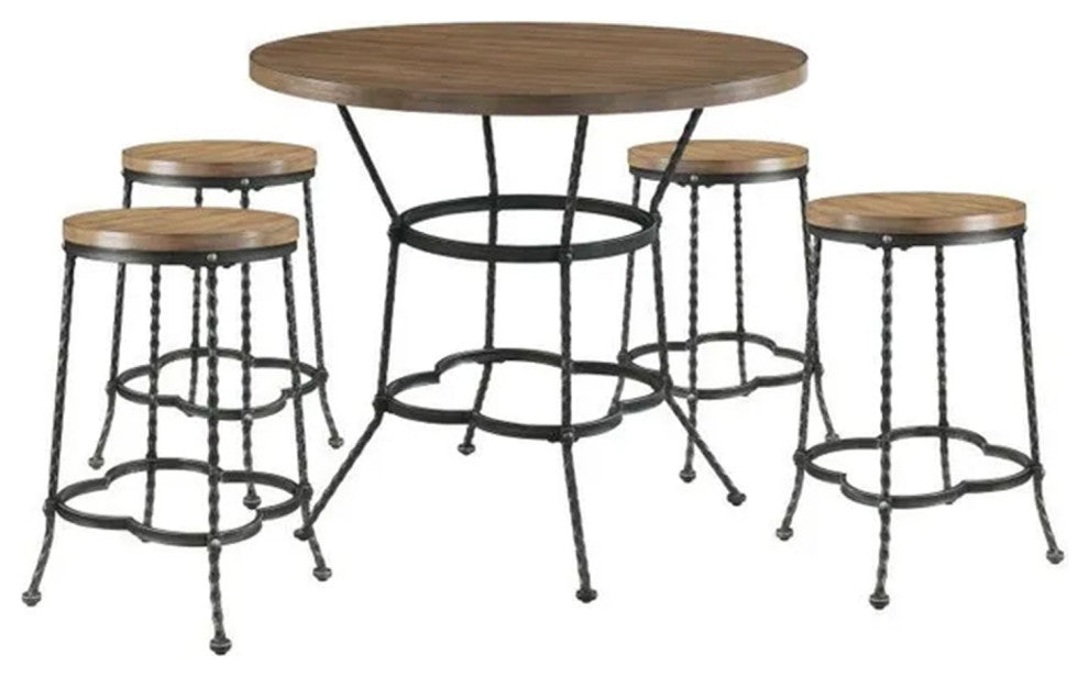 5-Piece Counter Height Set, Walnut/Antique Black