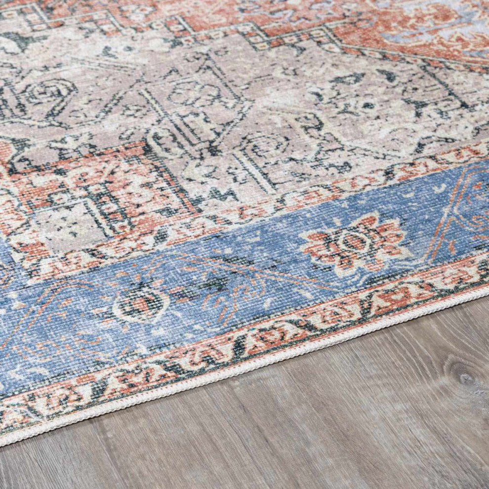 Hauteloom Rosman Distressed Washable Rug, 8'10"x12' Rectangle