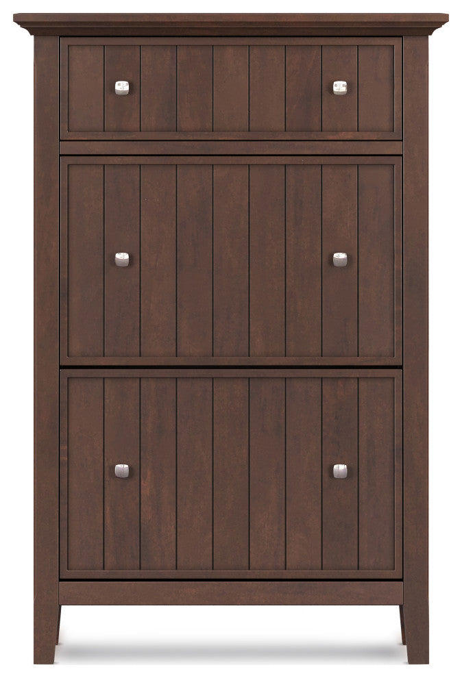 Acadian Solid Wood Entryway Shoe Storage Cabinet, Brunette Brown
