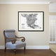 North America Canada Mexico Vintage B&W Map Canvas Print, 28"x37"