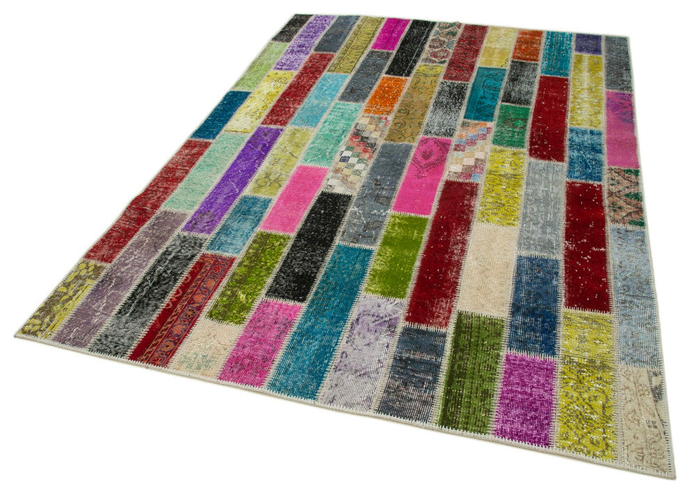 Rug N Carpet - Handmade Turkish 5' 11" x 8' 0" Colorful Patchwork Area Rug
