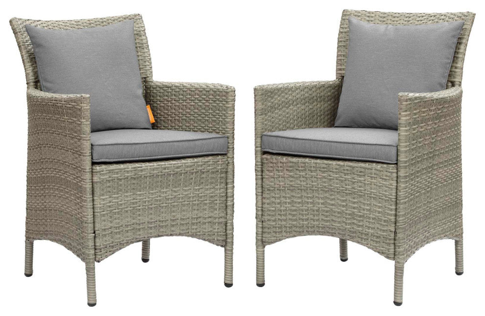 Conduit Outdoor Patio Wicker Rattan Dining Armchair Set of 2