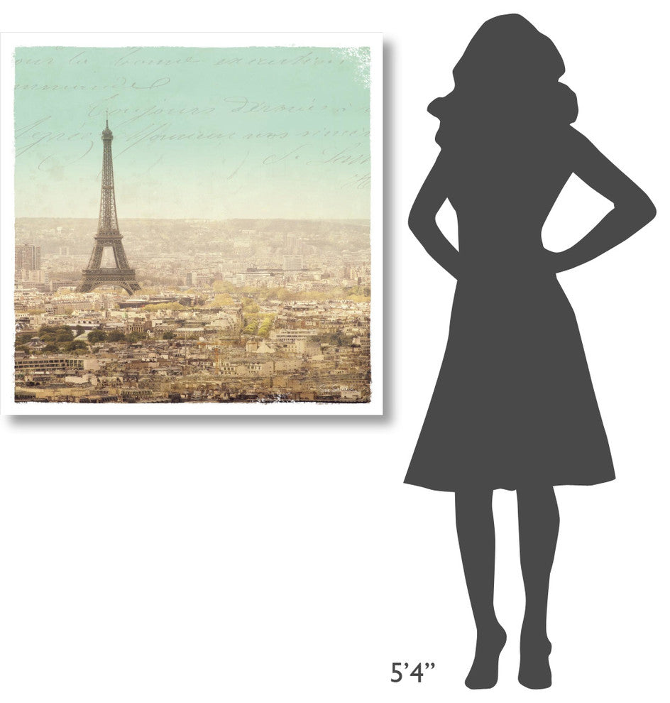 "Eiffel Landscape Letter Blue II" Digital Paper Print by Sue Schlabach, 38"x38"