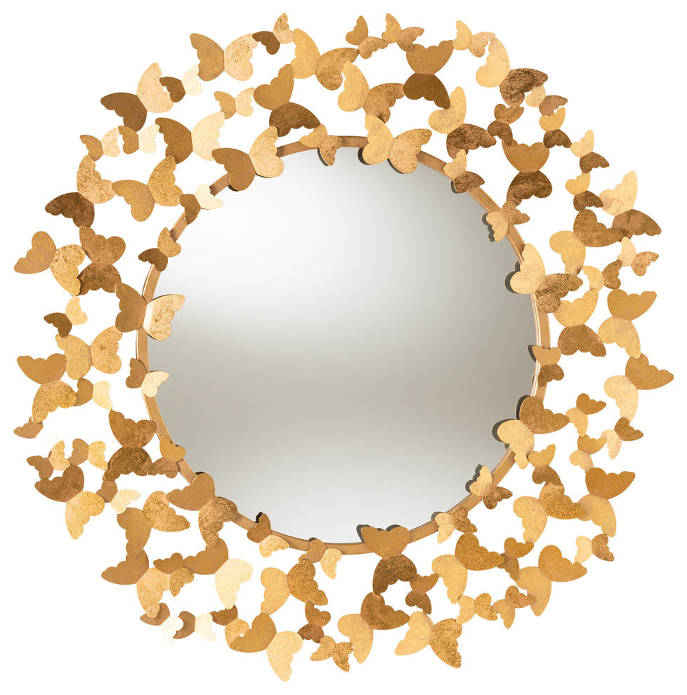 Bastienne Antique Gold Butterfly Accent Wall Mirror