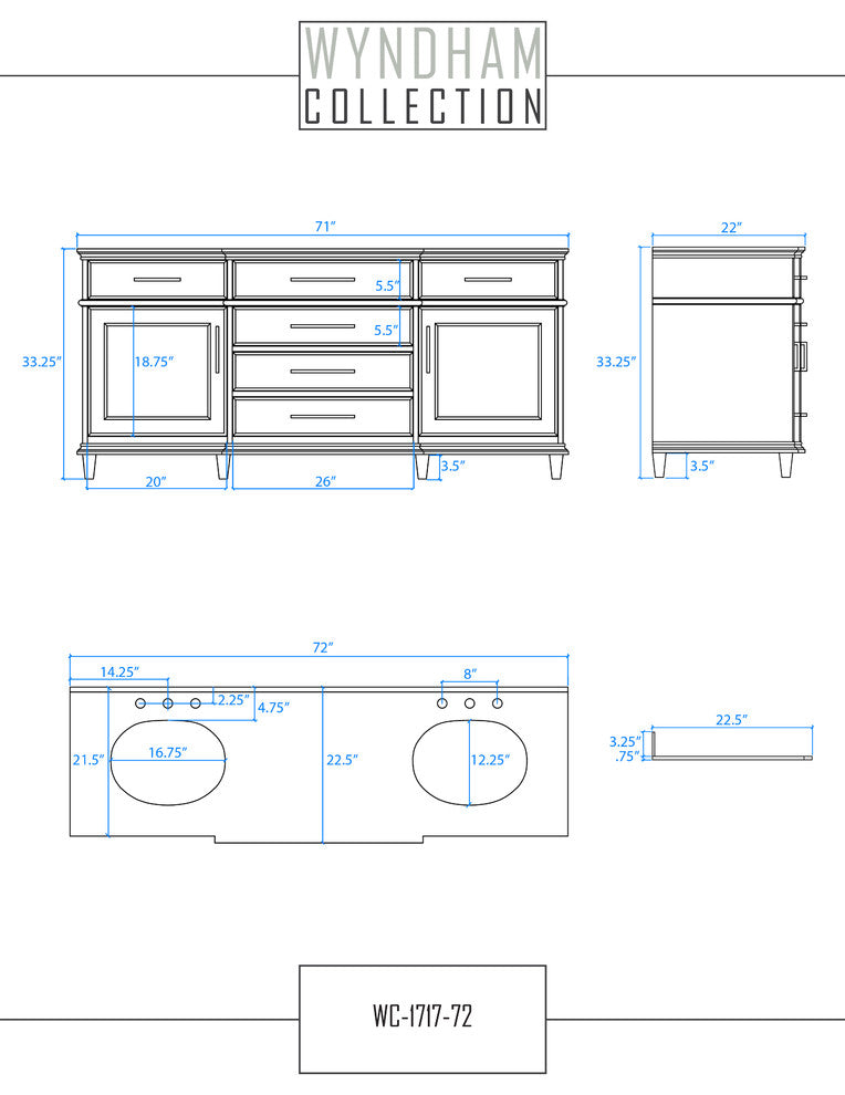 Berkeley 72" Double Vanity, White, Round, Ivory Marble
