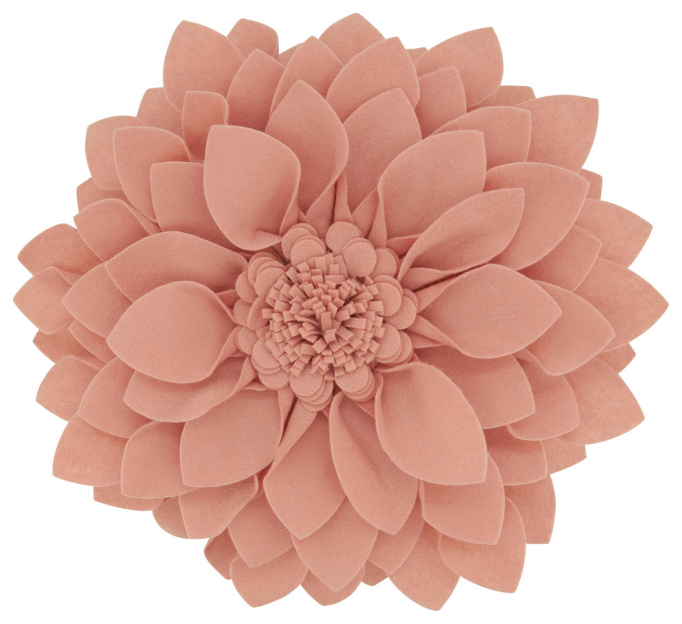 Felt Flower Design Throw Pillow, 16"x16", Rose
