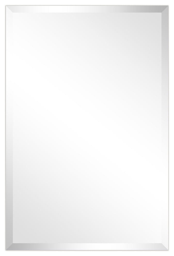 Frameless Beveled Prism Rectangle Wall Mirror, 1" Beveled Edge, 36"x24"