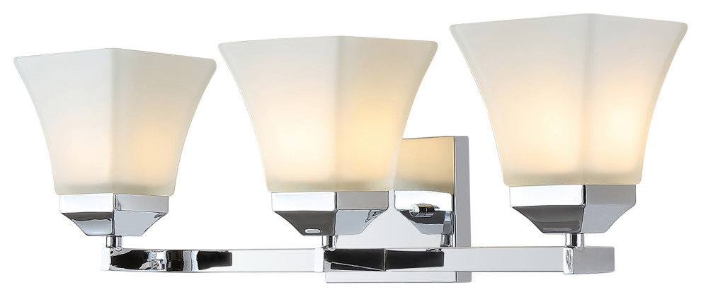Staunton 1-Light Iron/Glass Modern Cottage LED Vanity Light, Chrome, 3-Light