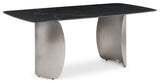 Niya Dining Table, Black, Brushed Silver Base