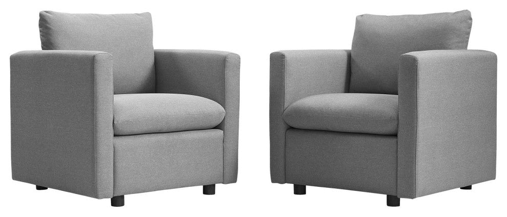 Activate Upholstered Fabric Armchair Set of 2-Light Gray