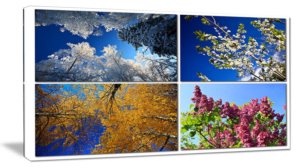 Four Seasons of Nature Collage, Landscape Canvas Art Print, 40x20