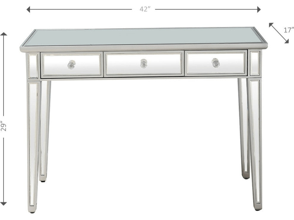 Silver Finish Three Drawer Console Table