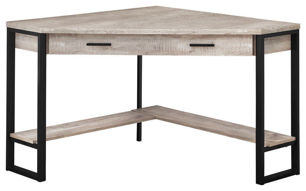 Computer Desk, Storage Drawers, 42"L, Work, Laptop, Metal, Beige, Black