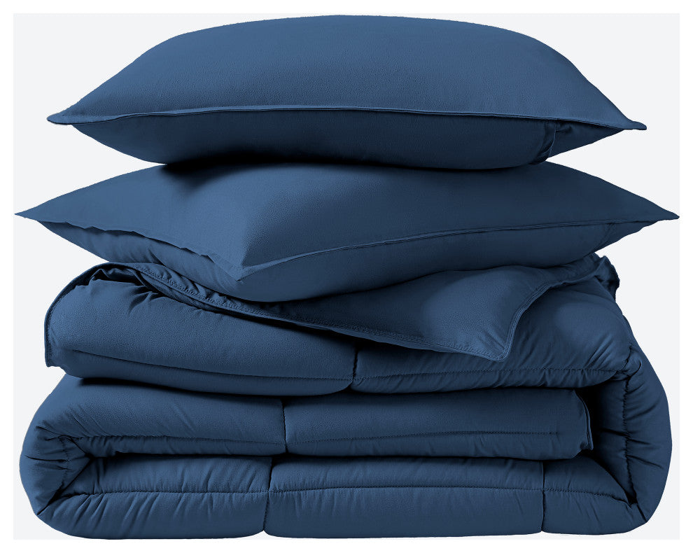 Bare Home Down Alternative Comforter Set, Dark Blue, Queen