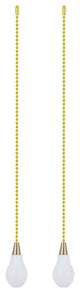 Aspen Creative 20501-X, 12" Wooden Knob Pull Chain with Metal Top, White, Set of