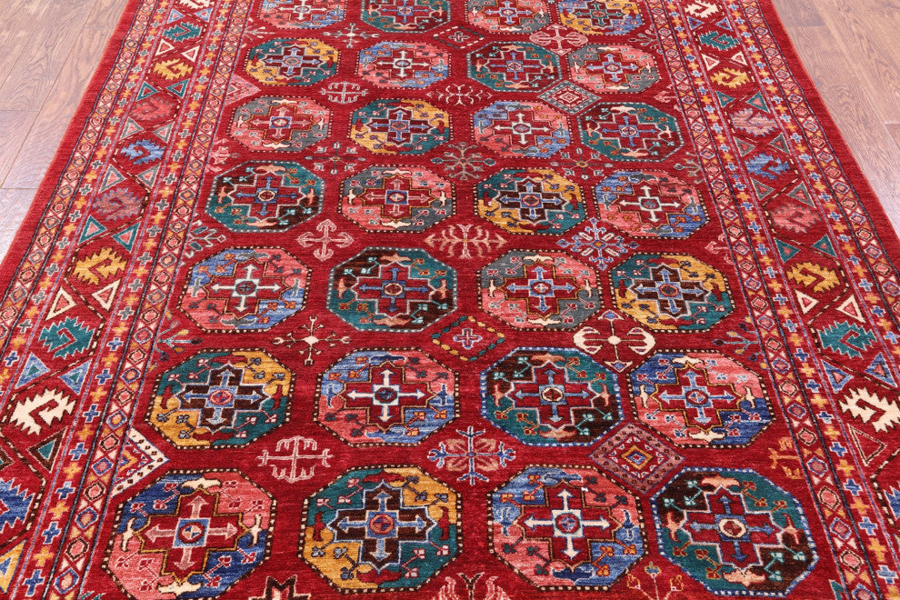 6' 6" X 9' 5" Hand-Knotted Bokhara Wool Rug Q11266
