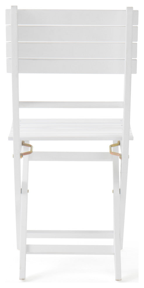 GDF Studio Vicaro Outdoor White Acacia Wood Foldable Dining Chairs, Set of 4