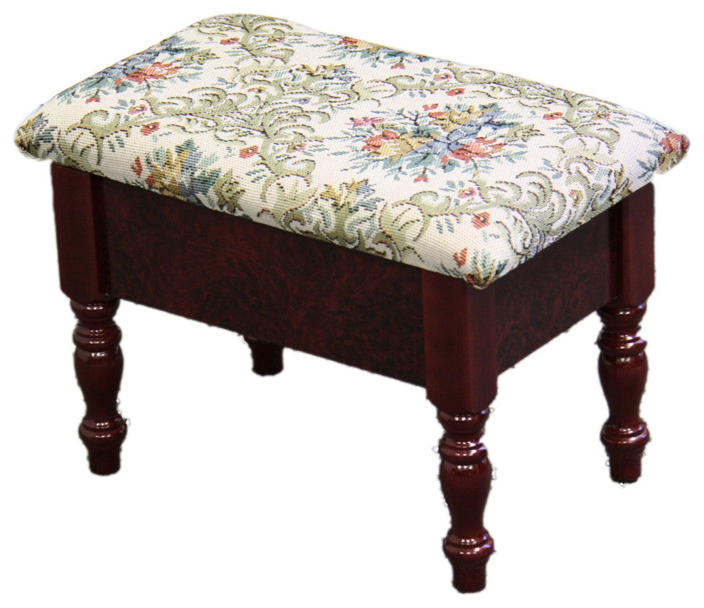 Cherry Traditional Tapesty Foot Stool With Storage