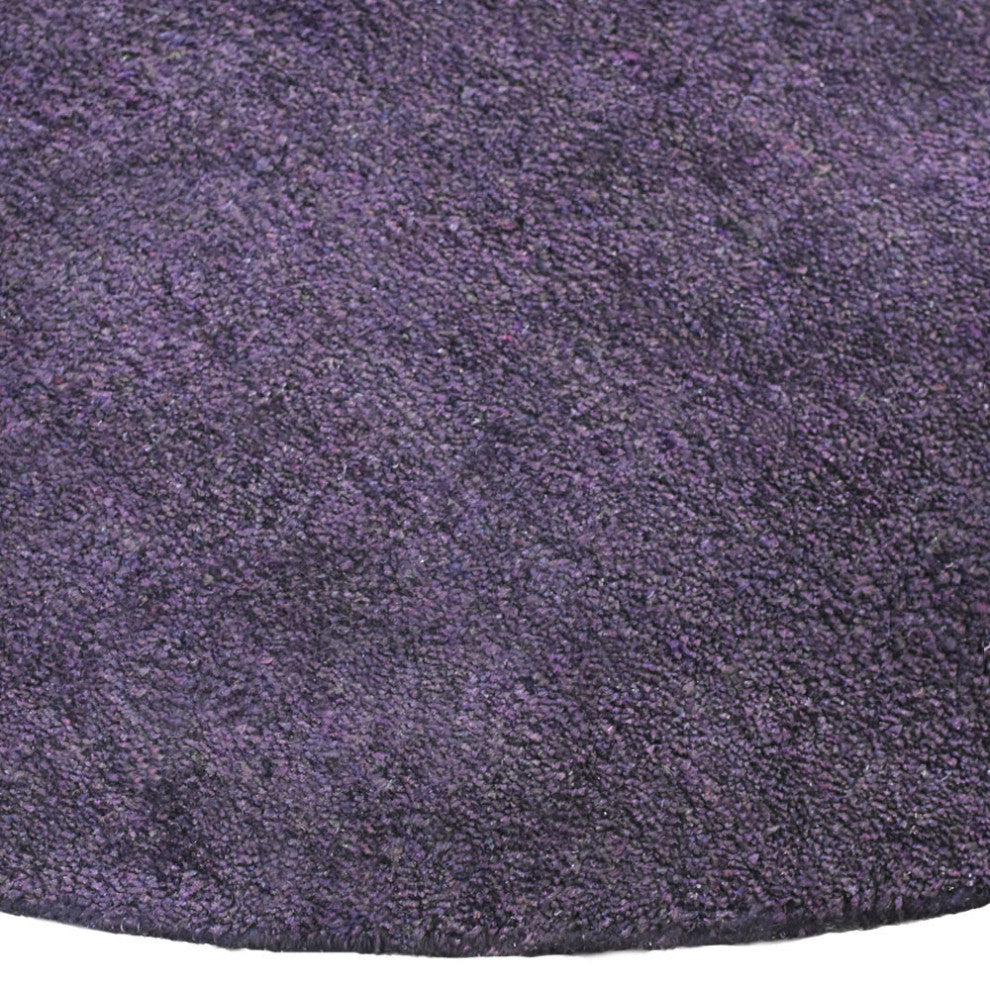 Hand Knotted Loom Silk Mix Area Rug Solid Brown, [Round] 10'x10'