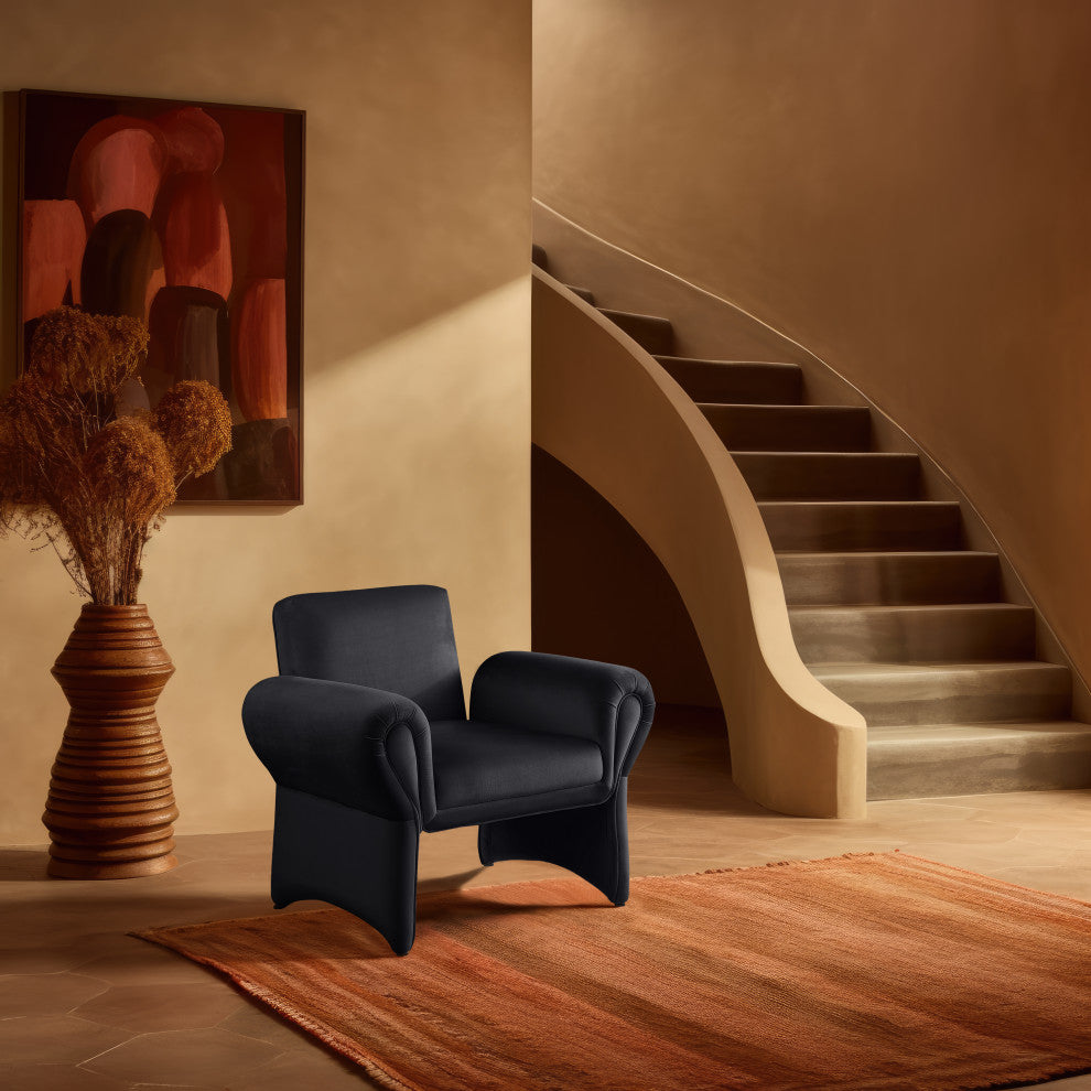 Fleurette Velvet Accent Chair, Black