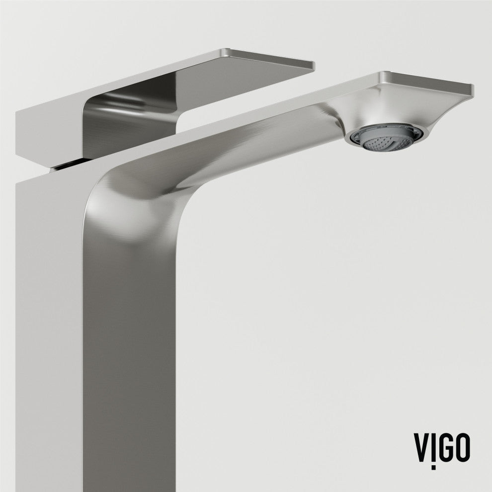 VIGO Dunn 11" H Single Handle Single Hole Bathroom Vessel Faucet, Brushed Nickel