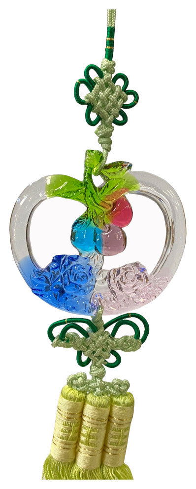 Crystal Glass Fengshui Fortune Mix Color Apple Shape Pendant Deco Tassel Hws2208