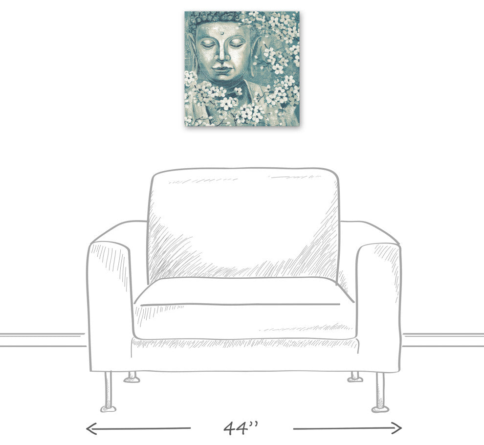 Teal And Cream Buddha 16 x 16 Canvas Wall Art