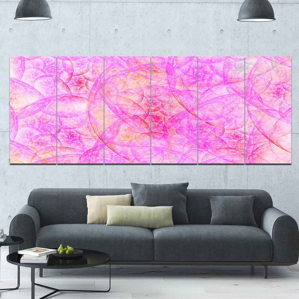 Rose Fractal Dramatic Clouds, Abstract Canvas Art Print, 70"x28", 6 Panels