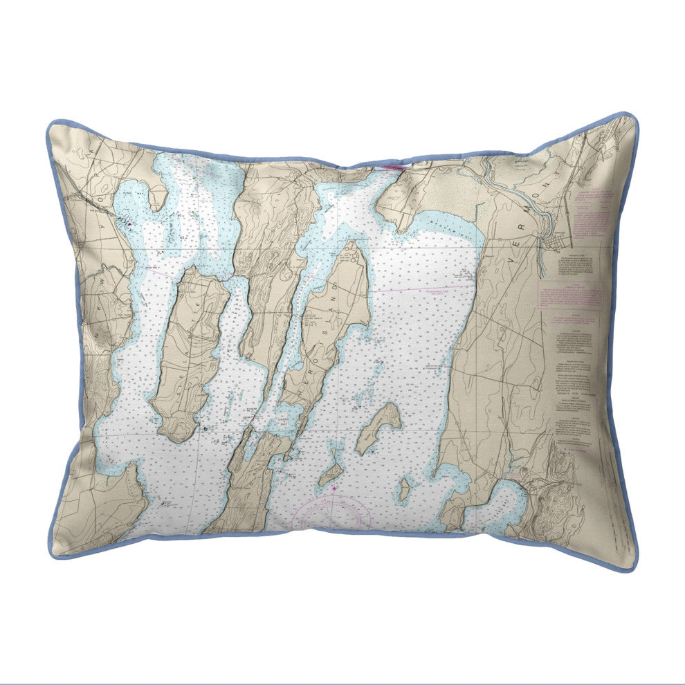 North Hero Island Map Pillow 20x24 "“ Extra Large Zippered Pillow