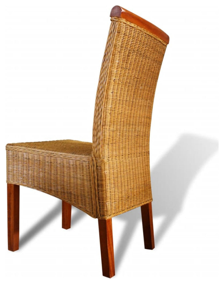 vidaXL Dining Chairs 4 pcs Brown Natural Rattan