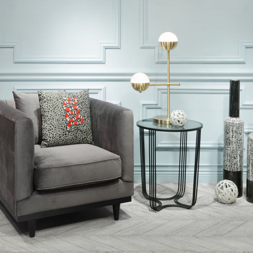 White and Brushed Bronze Crossed Table Lamp