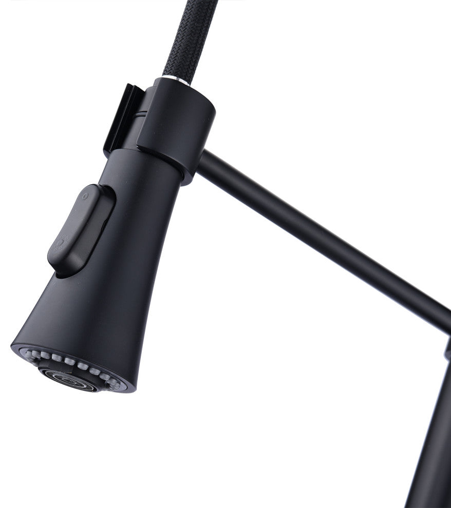 Givingtree Modern Single Handle Spring High Arc Kitchen Faucet Matte Black