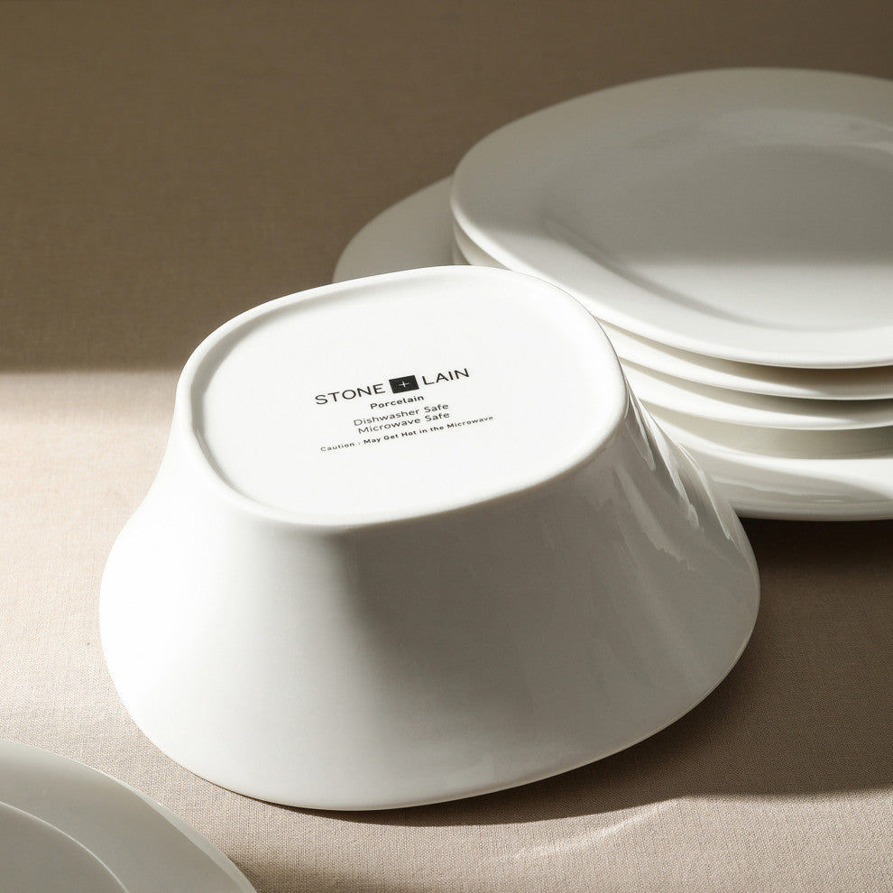 Stone Lain Quadro Porcelain Bowl Set of 4, White