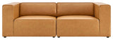 Mingle Vegan Leather 2-Piece Sectional Sofa Loveseat-Tan