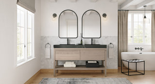 Shoji Bath Vanity, Chestnut Oak, 60", Double Sink, Freestanding