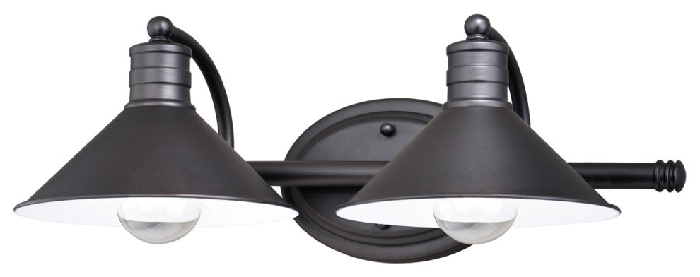 Akron 2-Light Vanity, Oil Rubbed Bronze & Inner Matte White