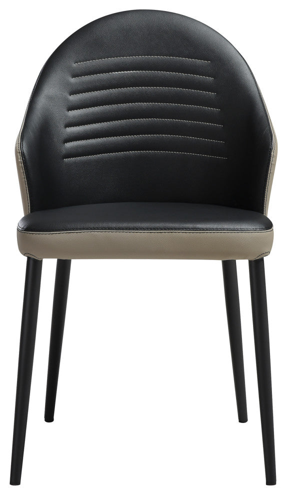 Rocco Upholstered Dining Chair, Taupe Gray and Black Faux Leather Set of 2