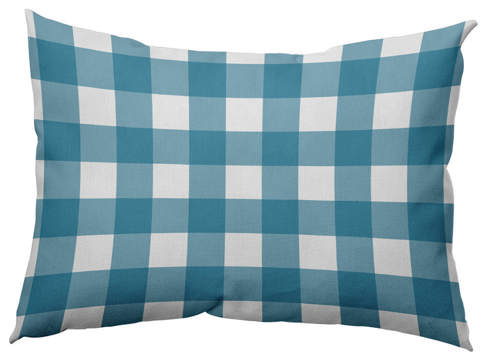 Gingham Plaid Accent Pillow, Unreal Teal, 14"x20"