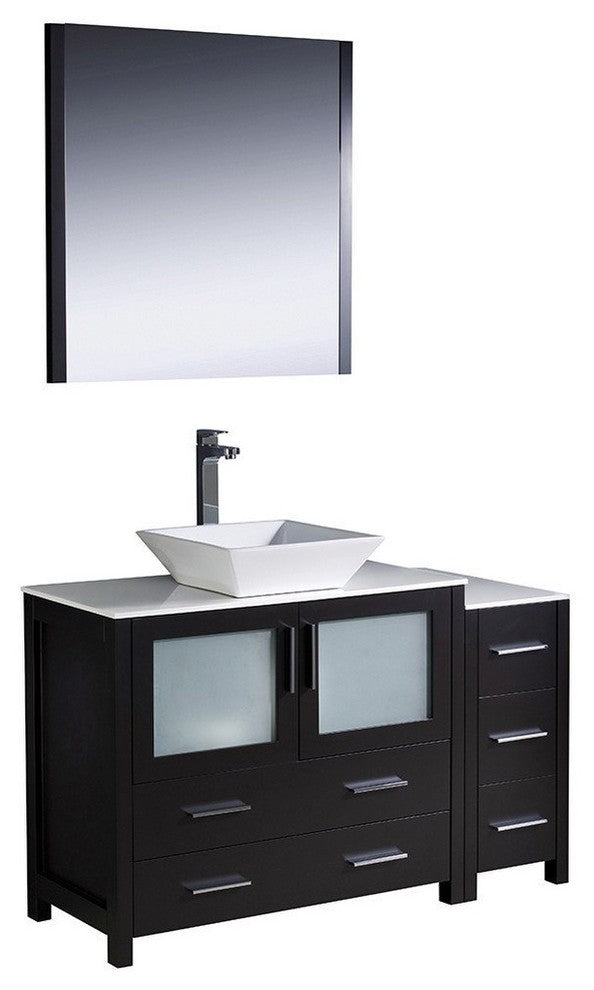 Torino 48" Espresso Modern Bathroom Vanity With Side Cabinet, FFT3072BN