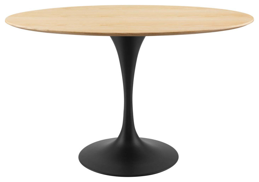 Dining Table, Oval, Wood, Black Brown Natural, Modern, Cafe Bistro Restaurant