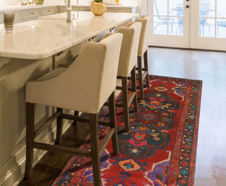 Fine Vintage Distressed Atif Red/Charcoal Runner, 4'0x9'1