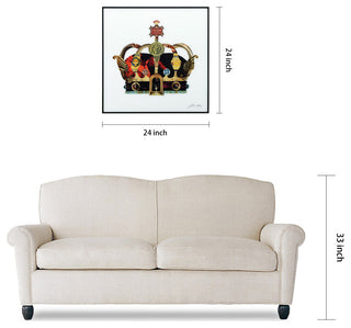 "Crowns" Printed Wall Art Glass Encased With Black Anodized Aluminum Frame