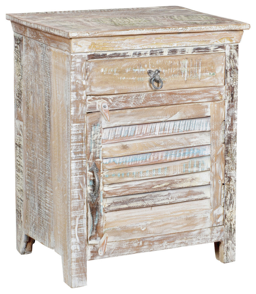 Cassidy 1-Drawer 1-Door Shutter Nightstand, White, Right