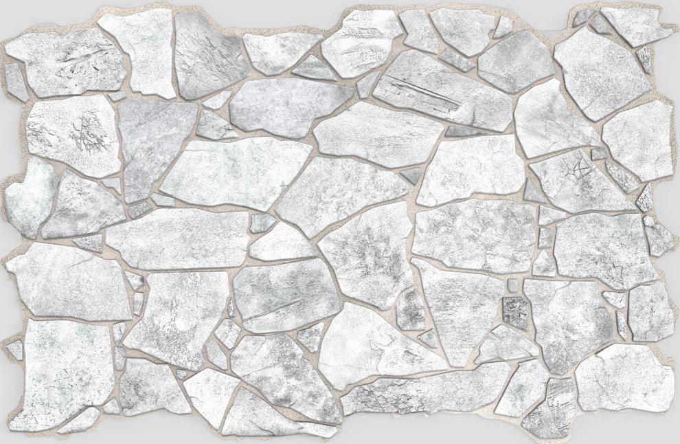 White Grey Stone 3D Wall Panels, Set of 10, Covers 67 Sq Ft