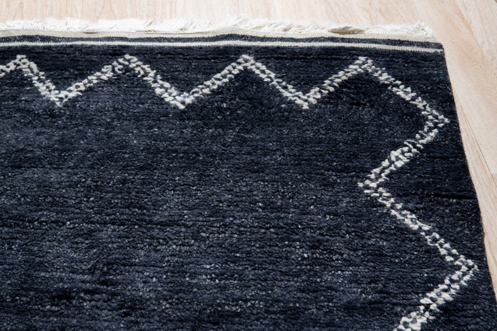 EORC Charcoal Hand Knotted Wool Moroccan Berber Moroccan Rug 9'x12'