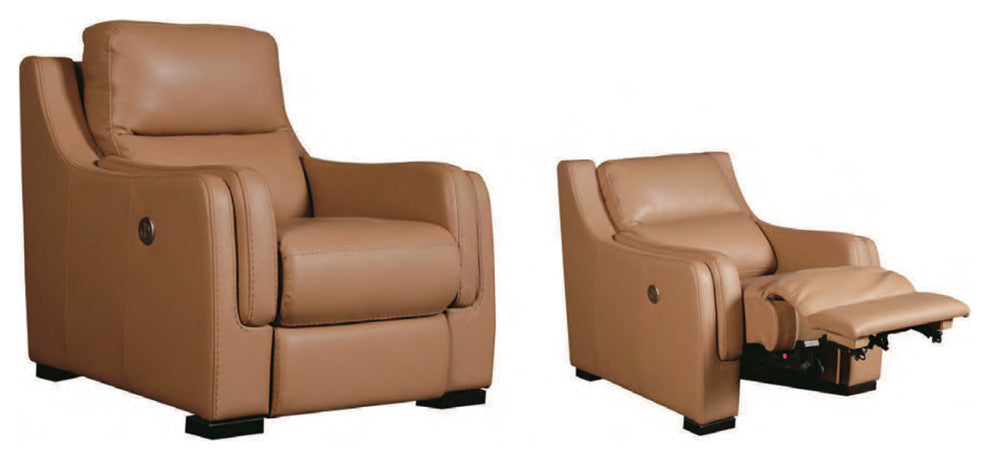 Hanna Geniune Leather Power Recliner, Snow