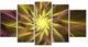 Shining Golden Exotic Fractal Flower, Floral Canvas Art Print, 60"x32", 5 Panels